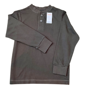 Gymboree Boys Cotton Henley Long Sleeve Shirt Brown Size 7 NWT